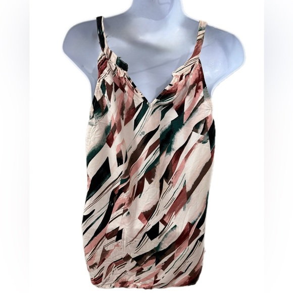 Le Chateau Abstract Print Blouse in Cream, Pink, and Green - Picture 4 of 4